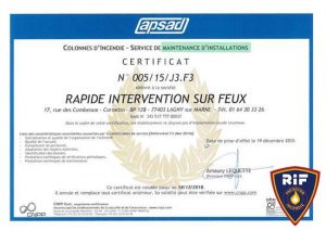 certificat maintenance des colonnes seches